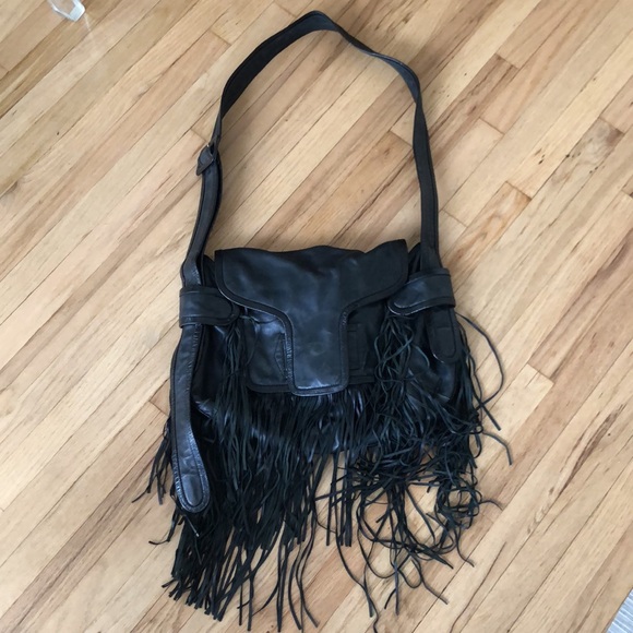 Pierre Hardy black leather crossbody handbag with fringe - Picture 5 of 7